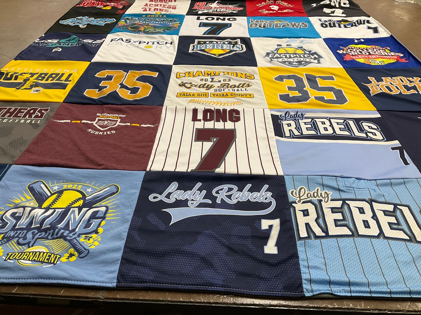 T-shirt quilt featuring lady rebels, huskies by Erika from PA