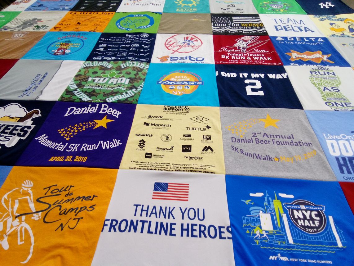 T-shirt quilt with charity, running themes by Harry from NY