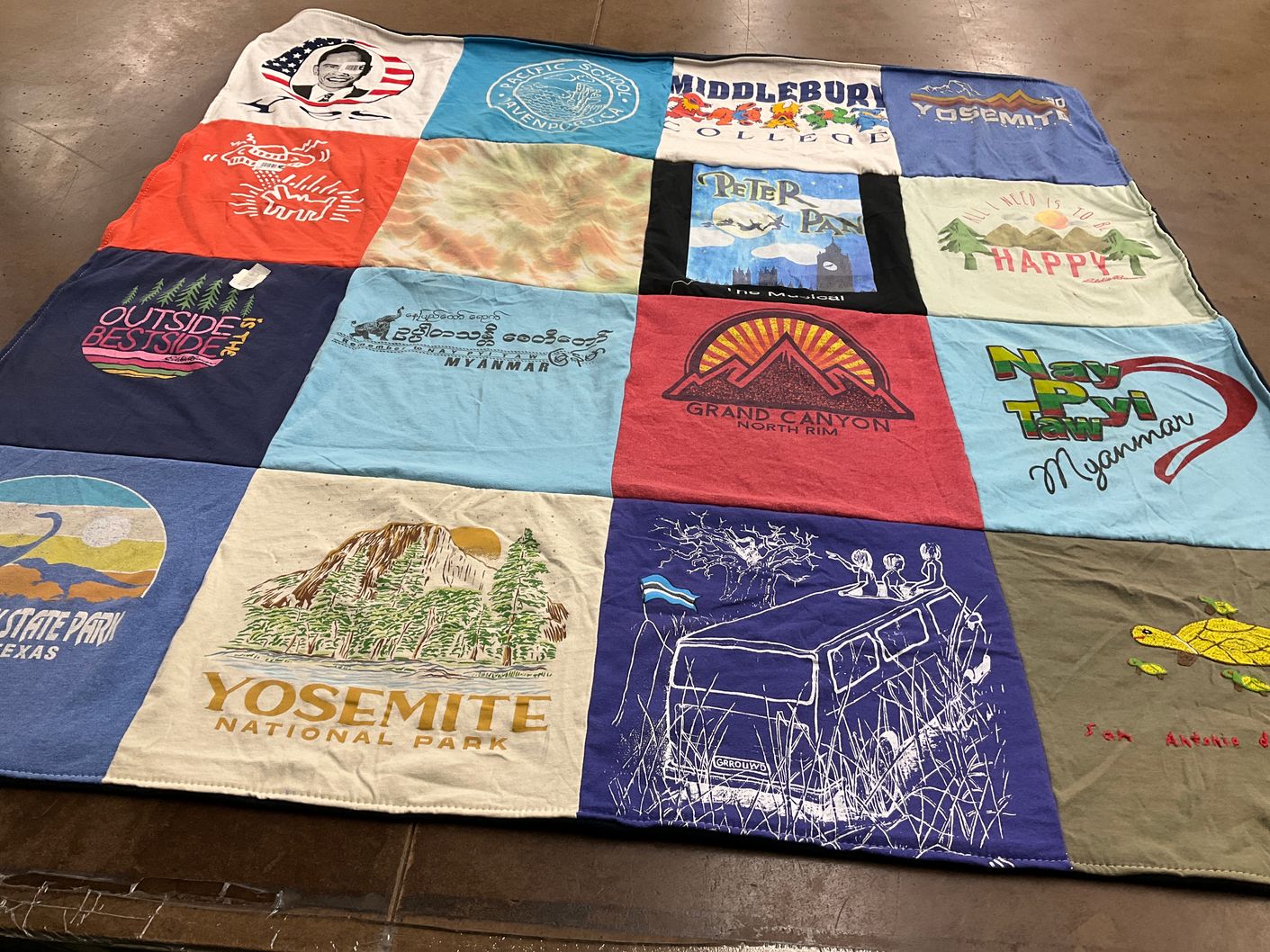 T-shirt quilt from middlebury college by Devon from CA