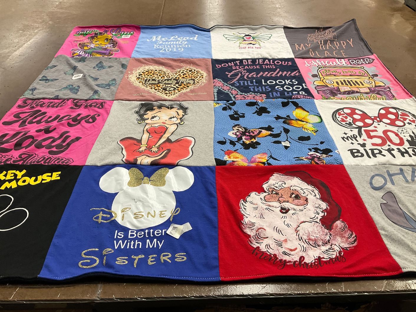 T-shirt quilt with mickey mouse, disney themes by Lydia from AL