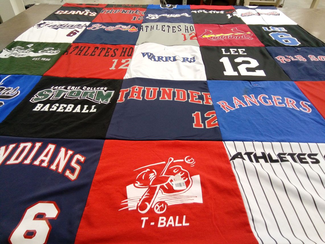 T-shirt quilt featuring lake erie college storm baseball by Christy from IL
