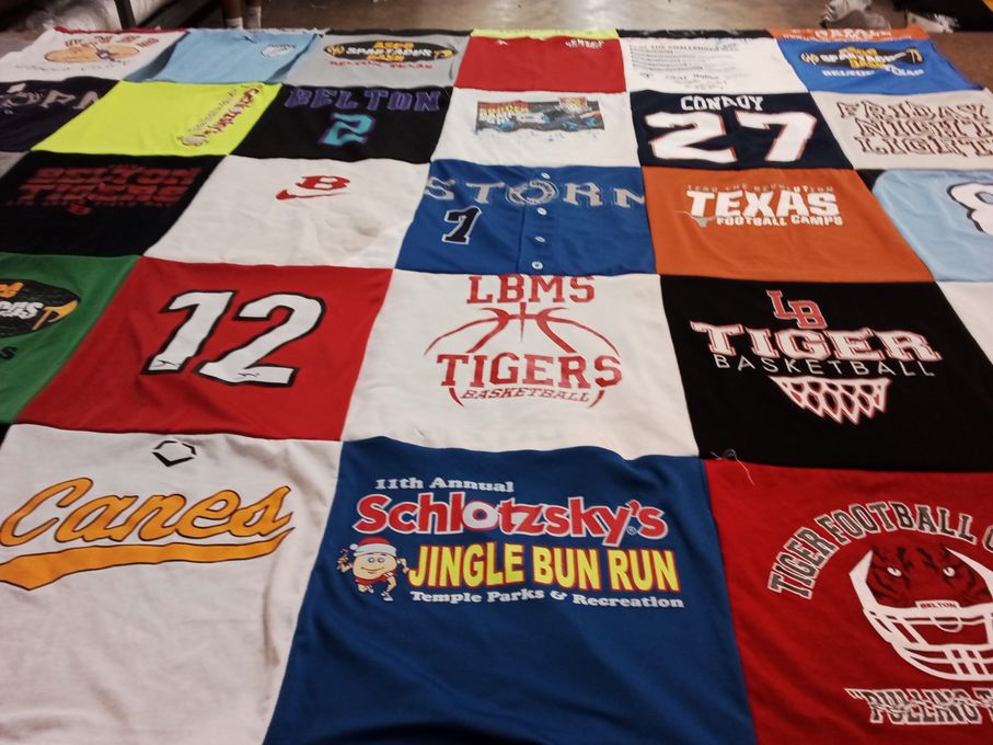 T-shirt quilt featuring l.b.m.s. tigers basketball, lb tigers basketball by Terri from TX