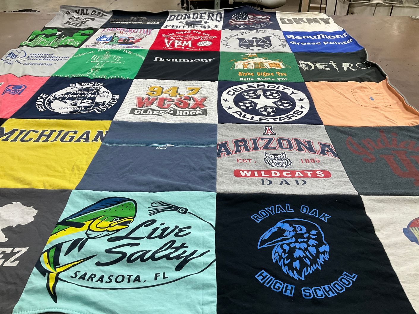 T-shirt quilt from royal oak high school, university of arizona by Adolfo from MI