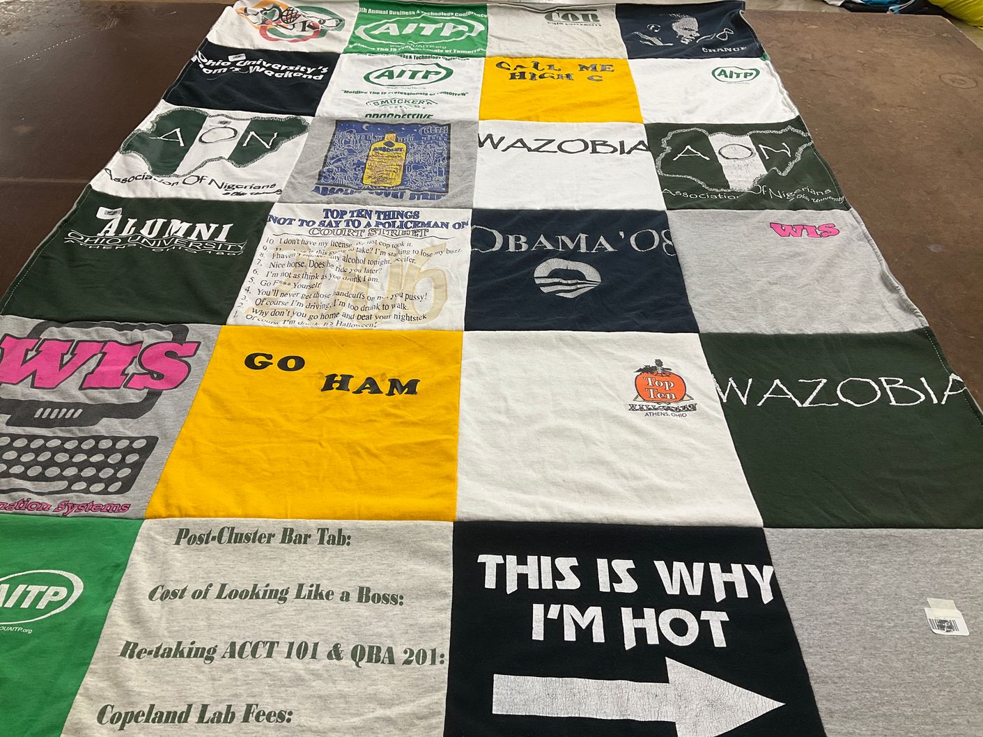 T-shirt quilt from ohio university by Cathy from OH