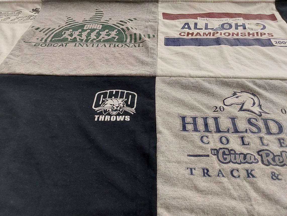 T-shirt quilt featuring ohio university track and field by Cathy from OH