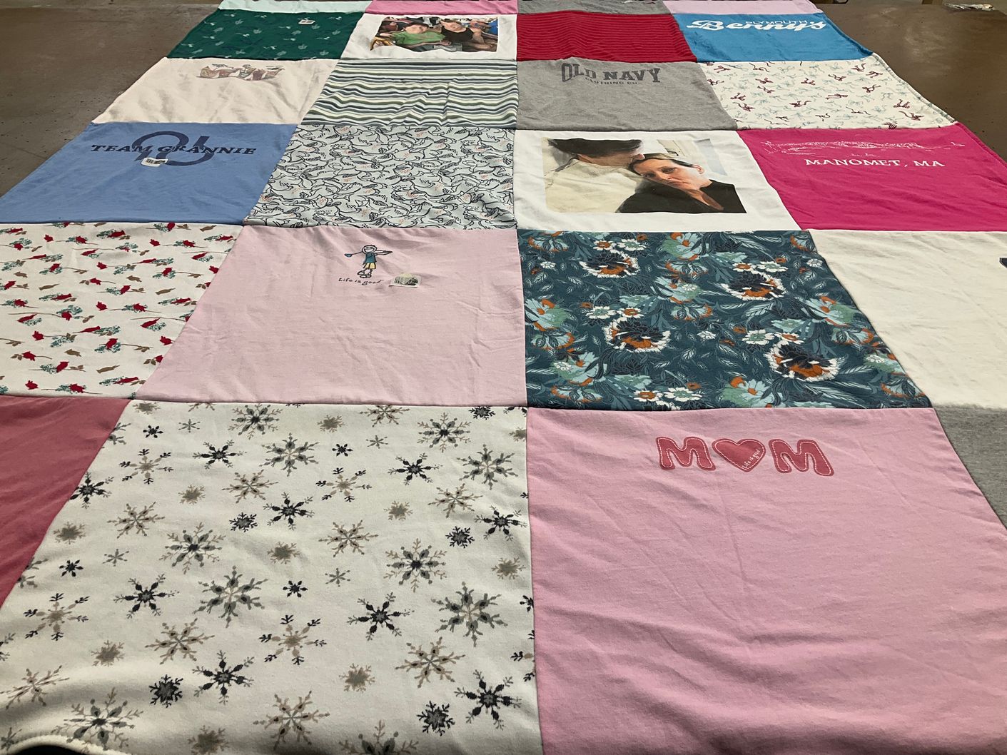 T-shirt quilt with family, crafts themes by Julie from MA