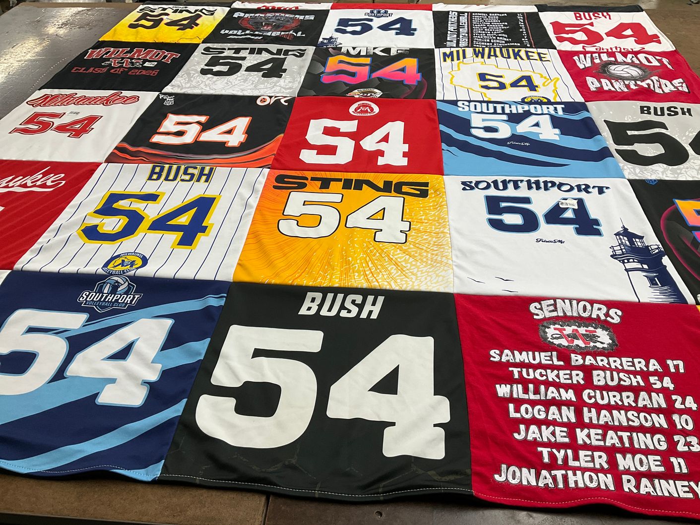 T-shirt quilt from southport high school, wilmot high school by Angela from WI