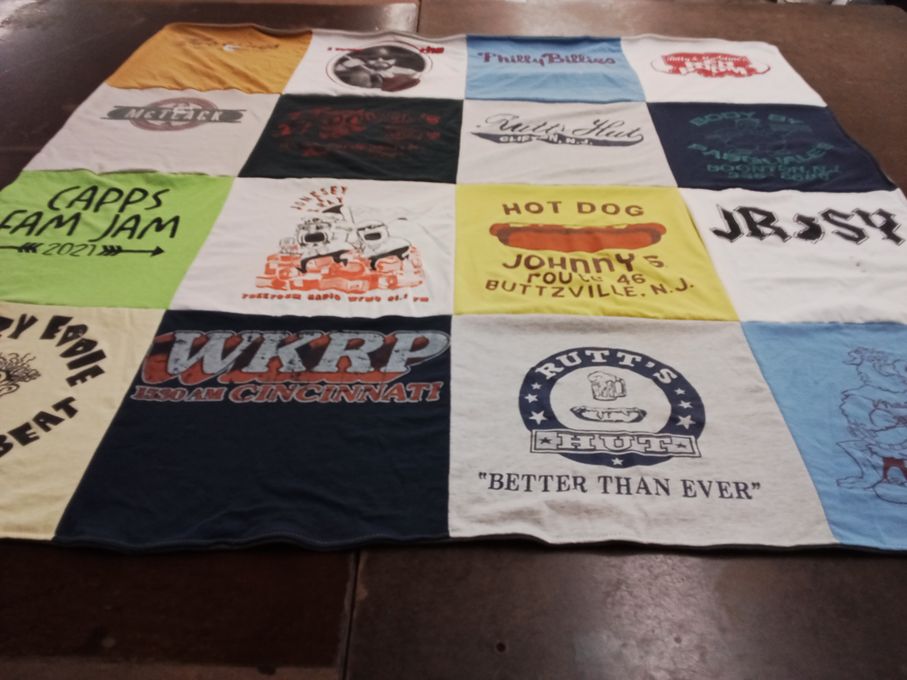 T-shirt quilt with food, music themes by Christopher from FL