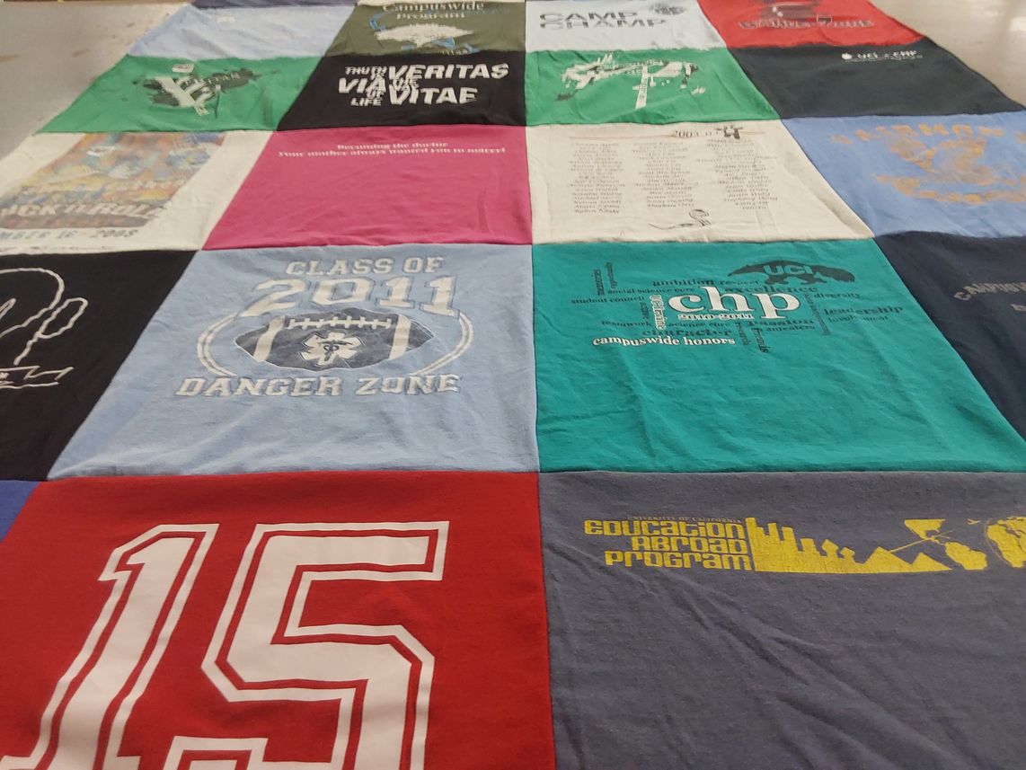 T-shirt quilt from university of california by Emily from CA