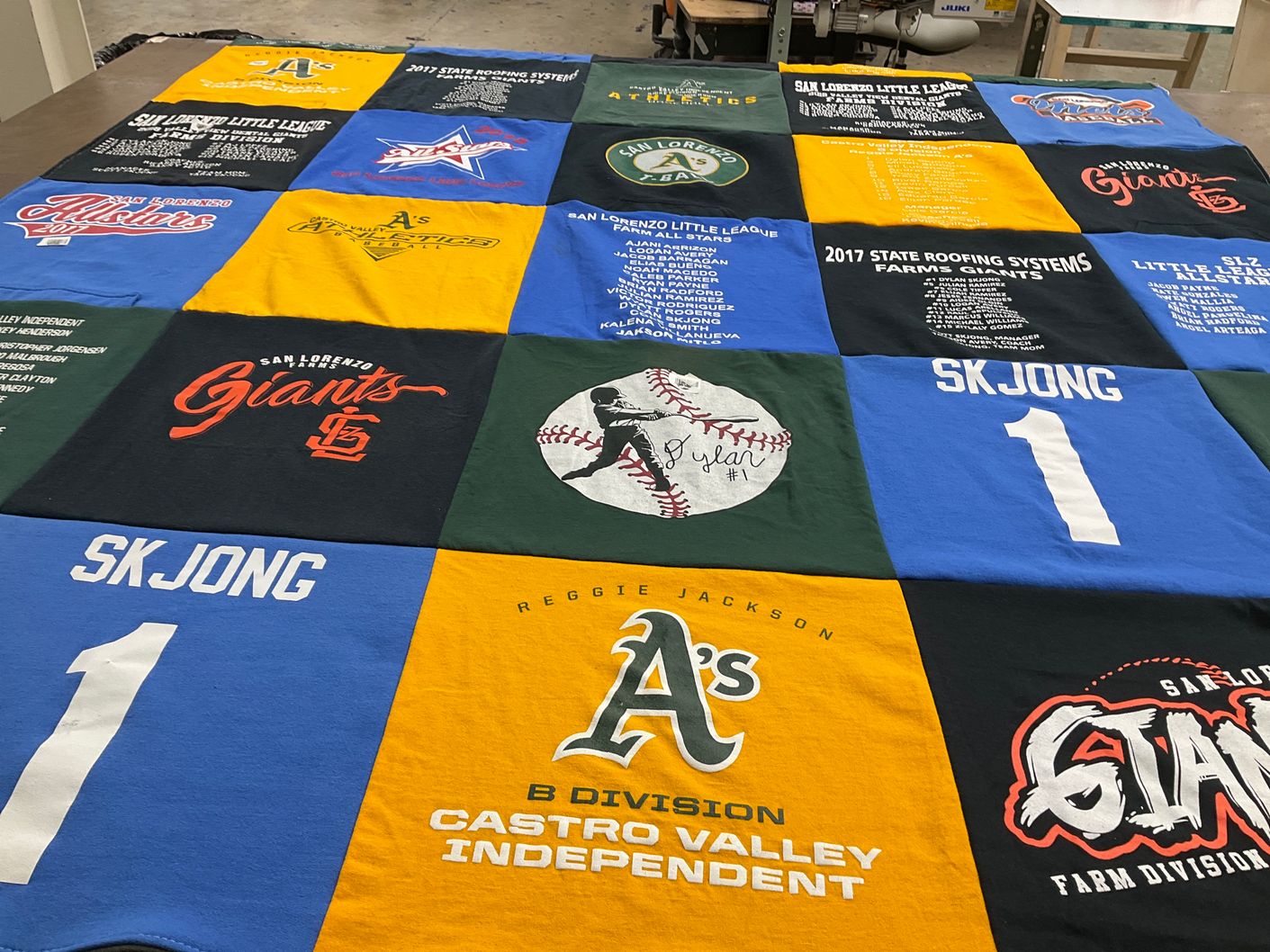 T-shirt quilt featuring san lorenzo giants, oakland athletics by Tara from CA