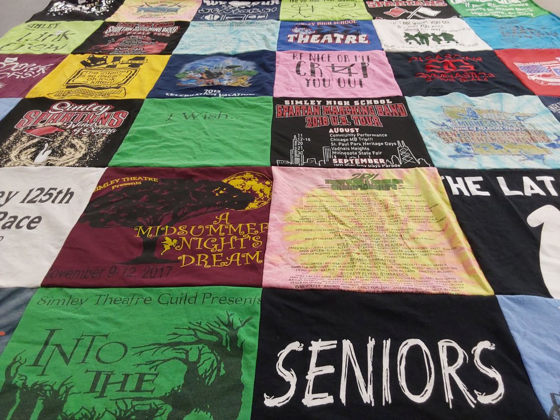 T-shirt quilt from simley high school by Taylor from MN