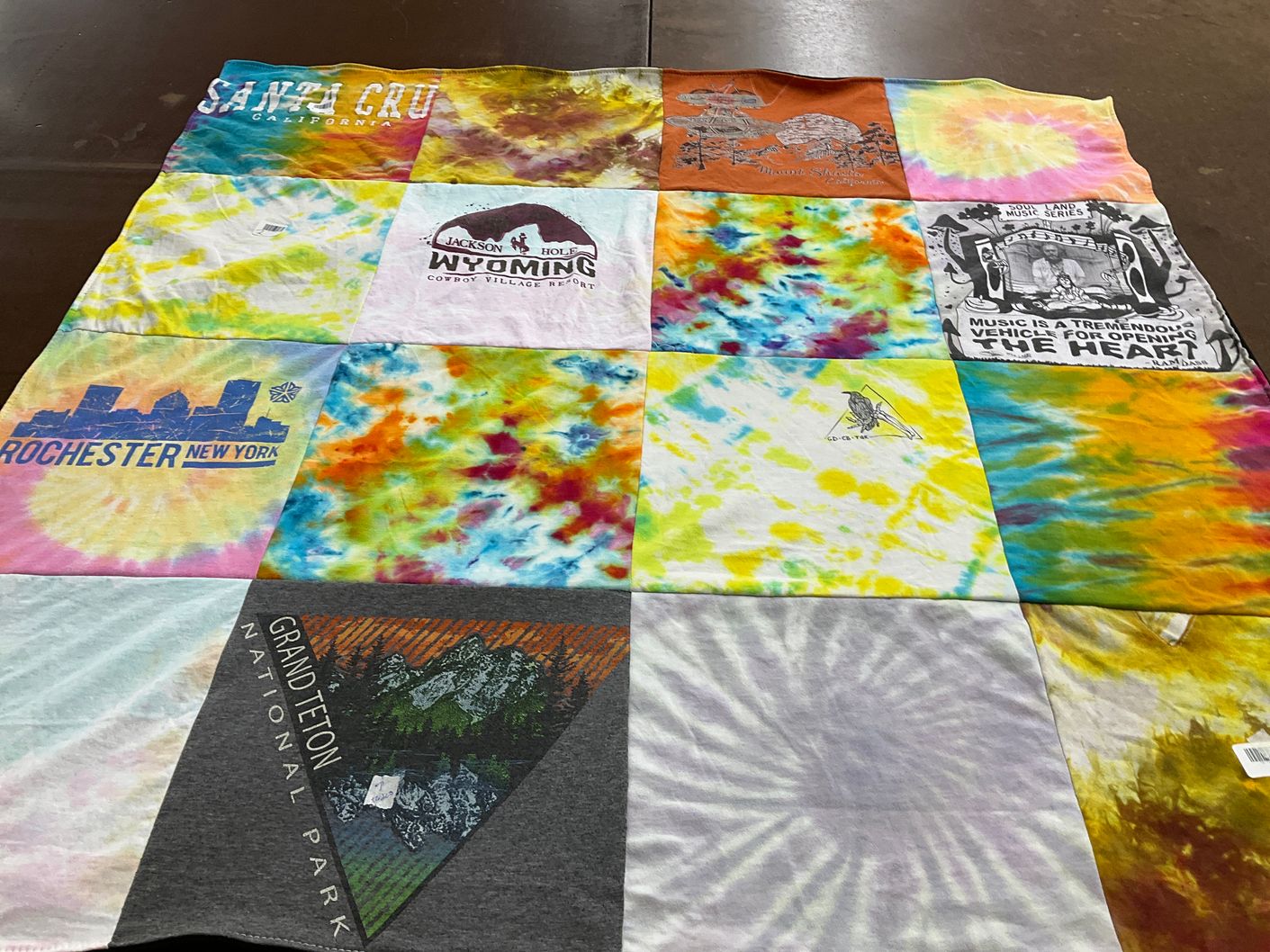 T-shirt quilt with travel, nature themes by ericka from WY