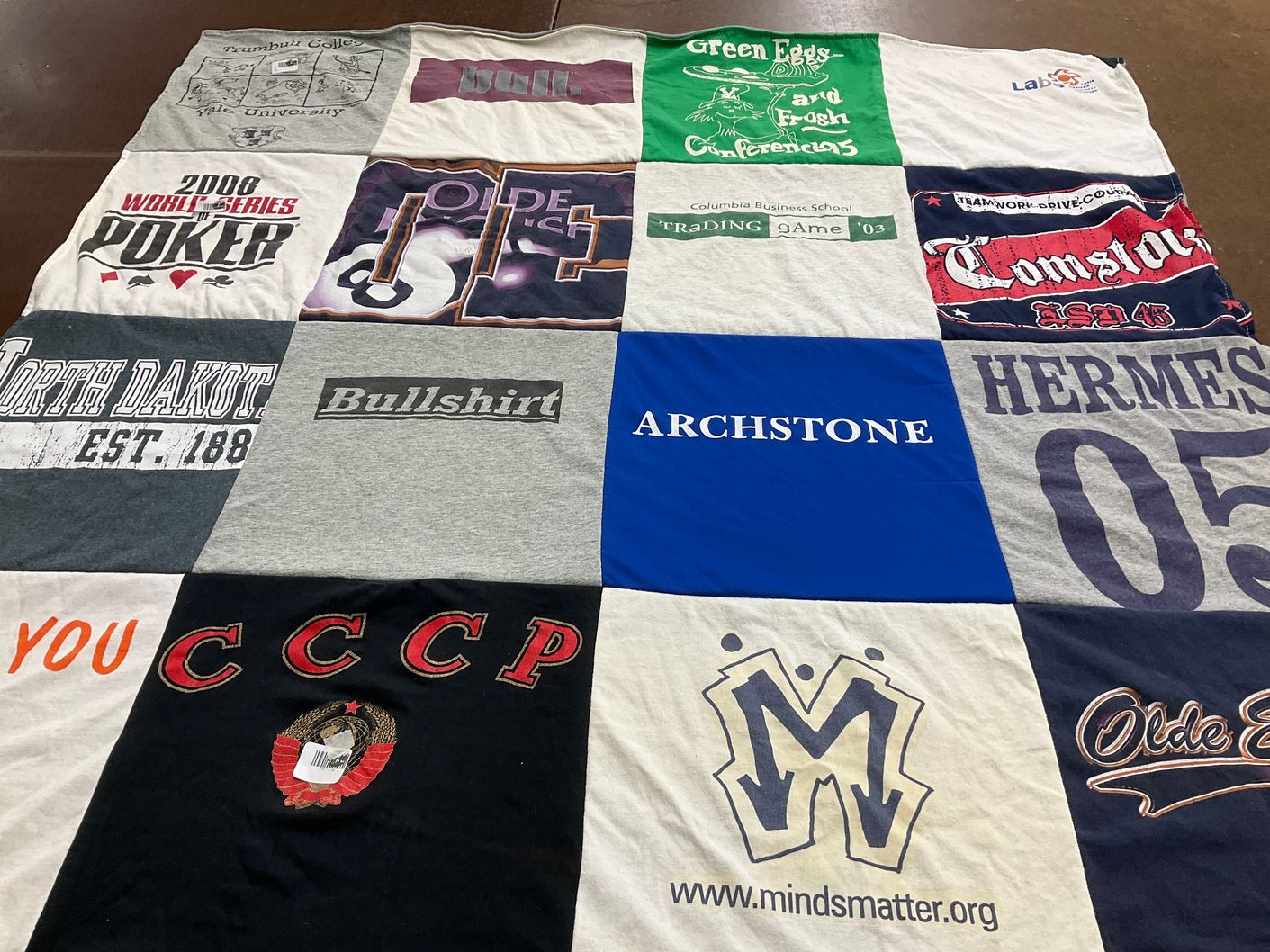 T-shirt quilt from trumbull college, yale university by Edgar from CA