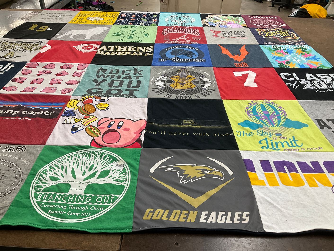 T-shirt quilt featuring golden eagles by Andrea from AL