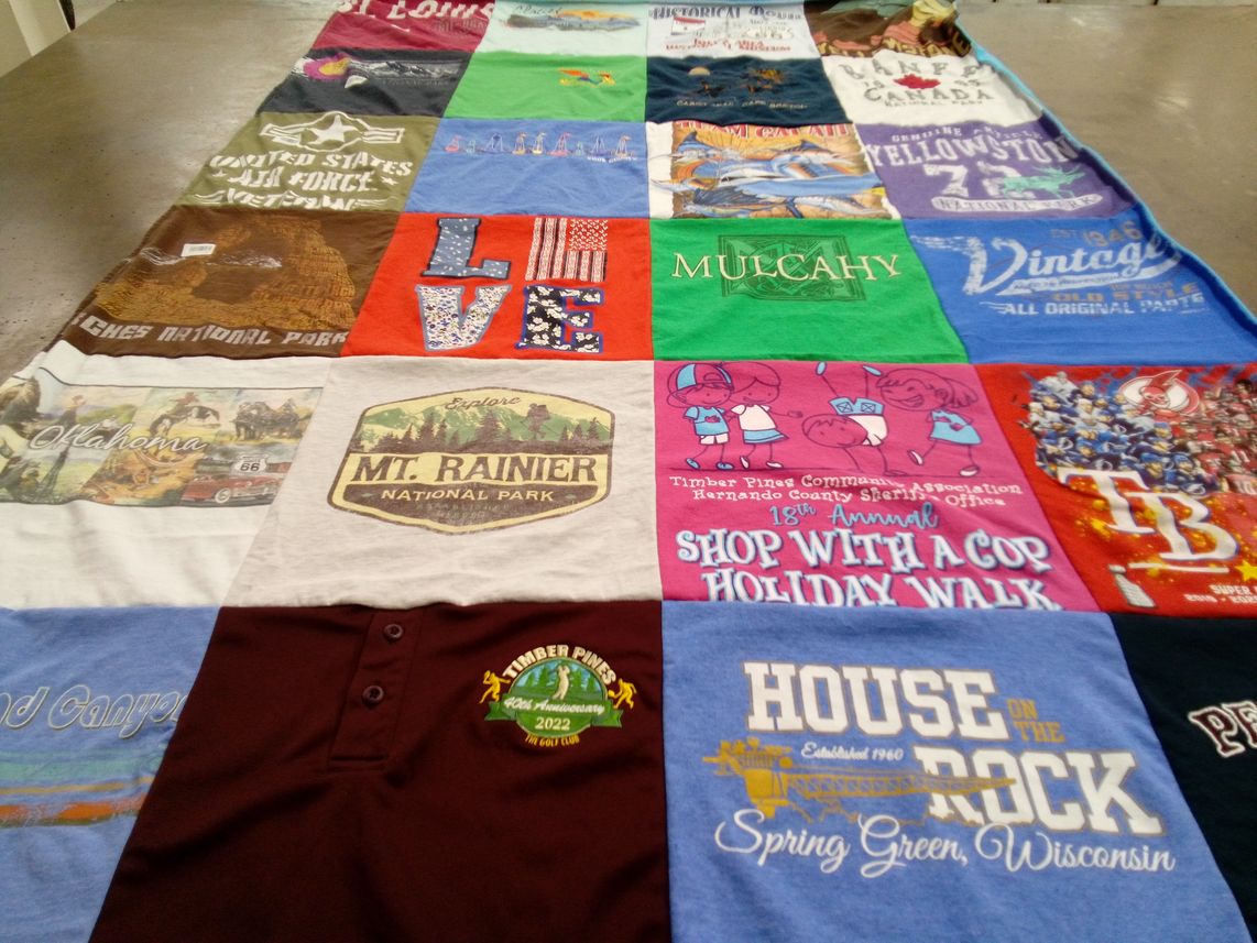 T-shirt quilt with national parks, travel themes by Philip from FL