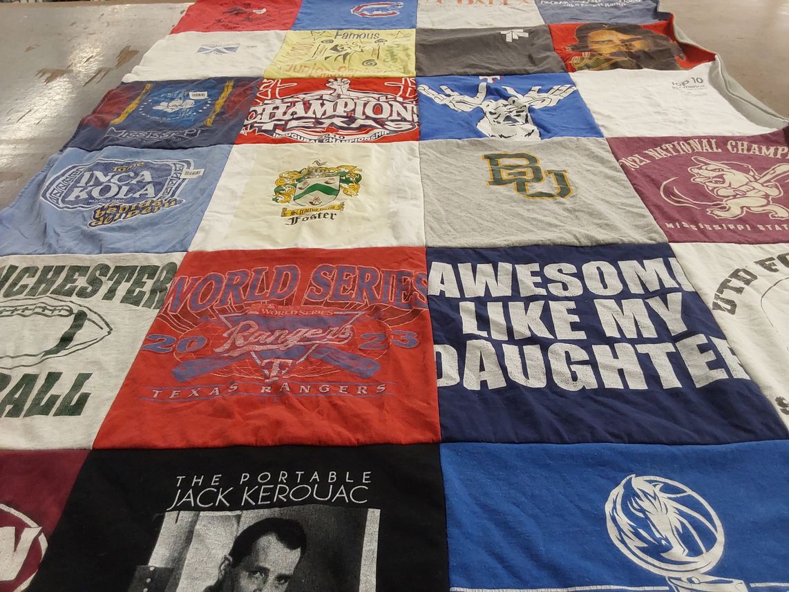 T-shirt quilt featuring texas rangers by Meredith from TX