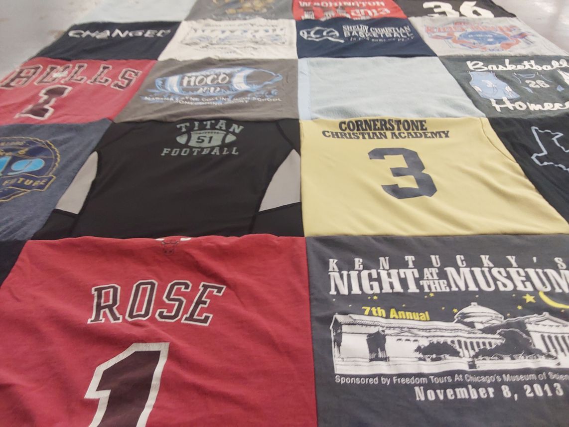 T-shirt quilt from cornerstone christian academy by Lisa from KY