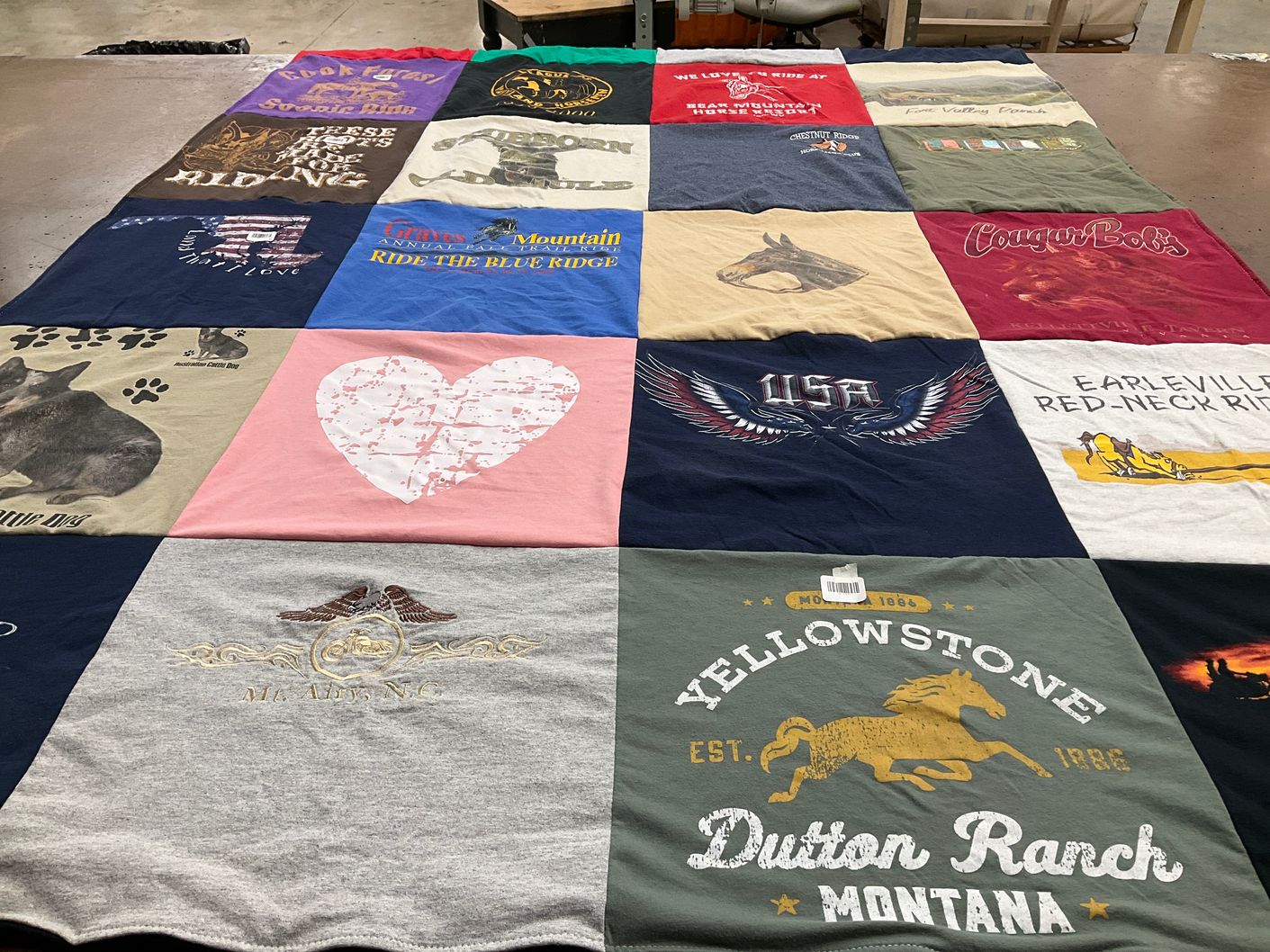 T-shirt quilt with outdoors, animals themes by Susan from NJ