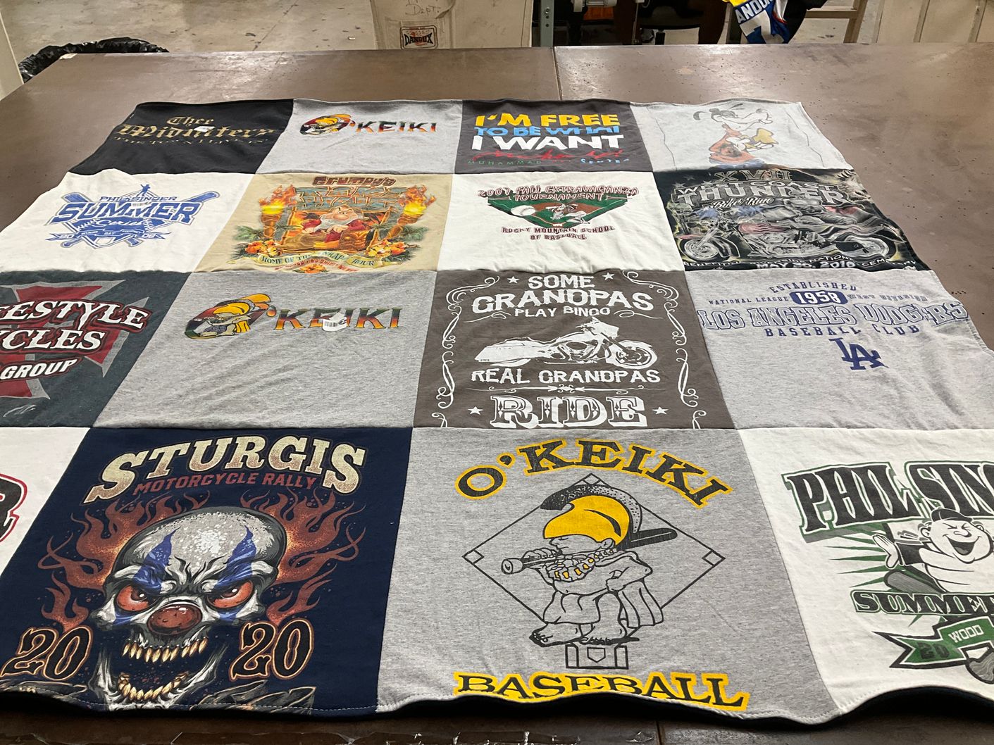 T-shirt quilt featuring los angeles dodgers baseball club by Christine from CA
