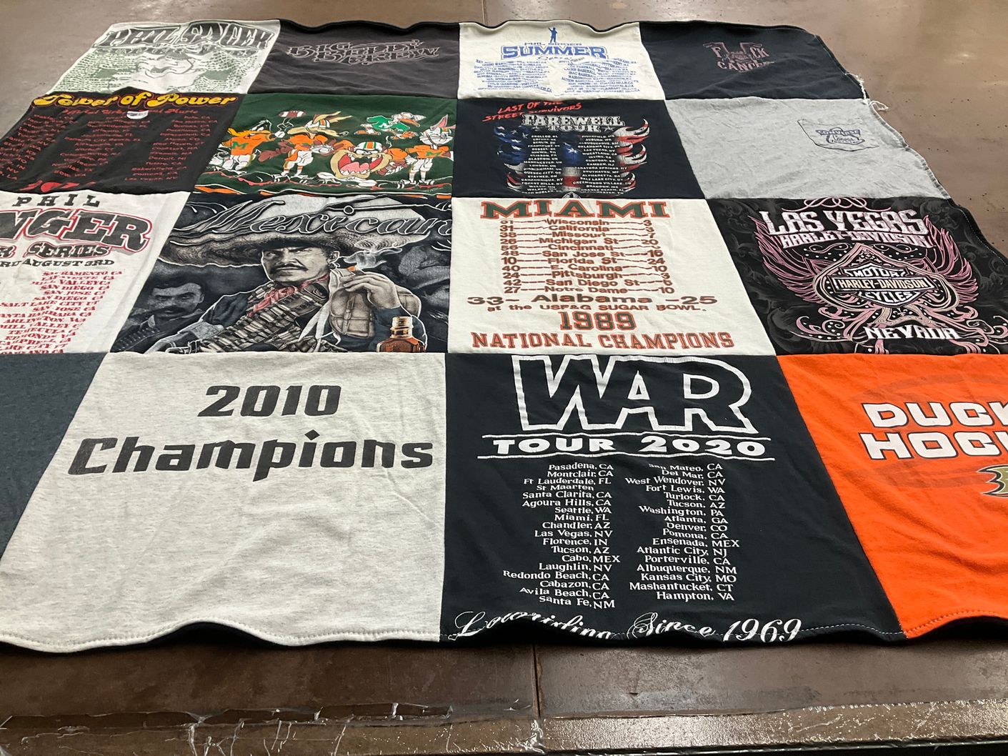 T-shirt quilt featuring miami hurricanes by Christine from CA