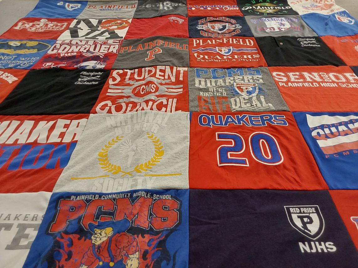 T-shirt quilt featuring plainfield quakers by Nanette from IN