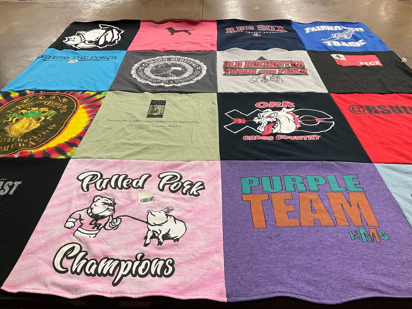 T-shirt quilt featuring old rochester cross country, fairhaven track by Danielle from MA