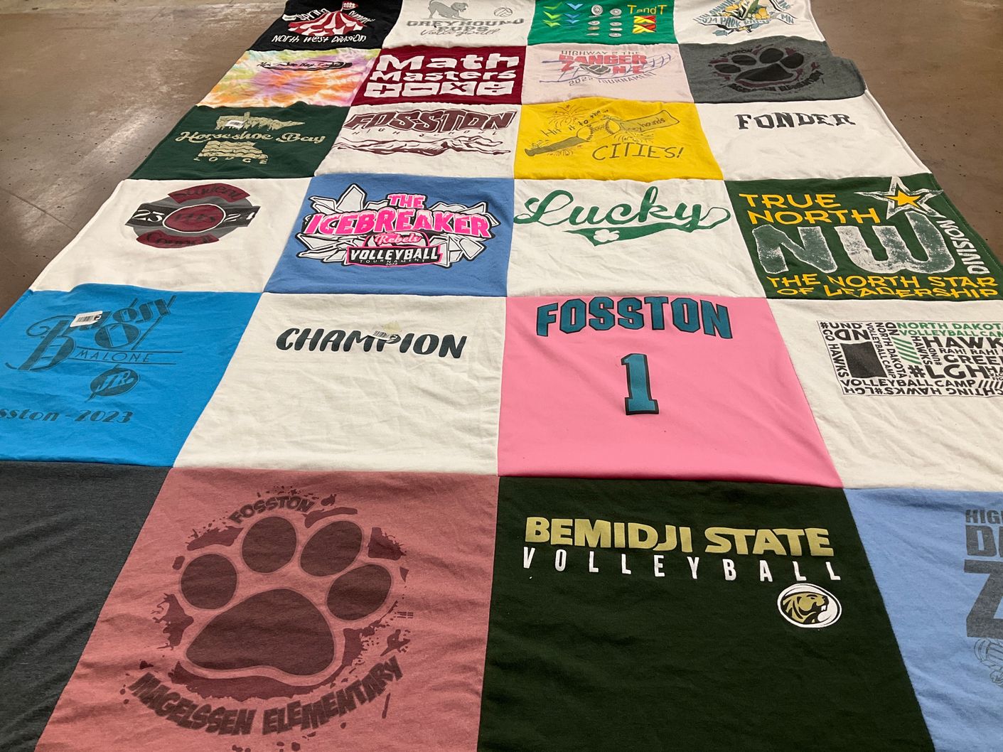 T-shirt quilt featuring fosston volleyball by Genevive from MN