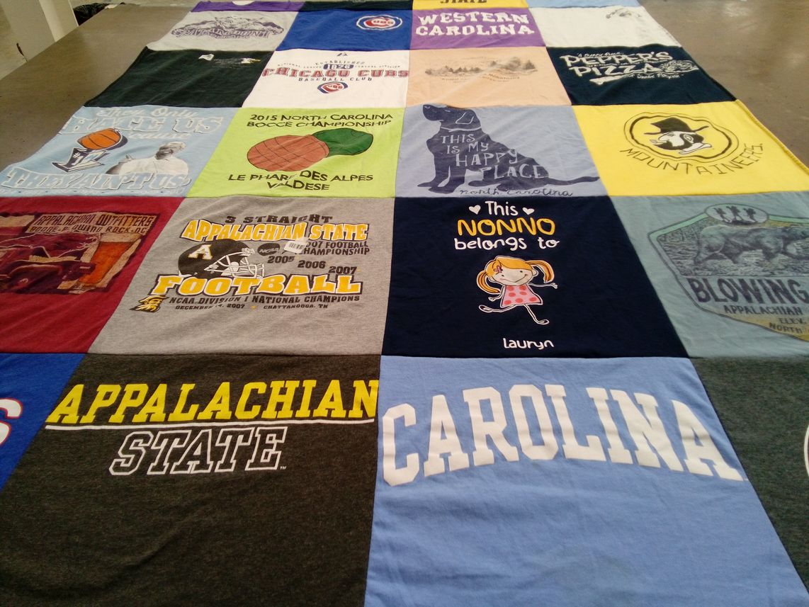 T-shirt quilt featuring appalachian state mountaineers by Julia from NC