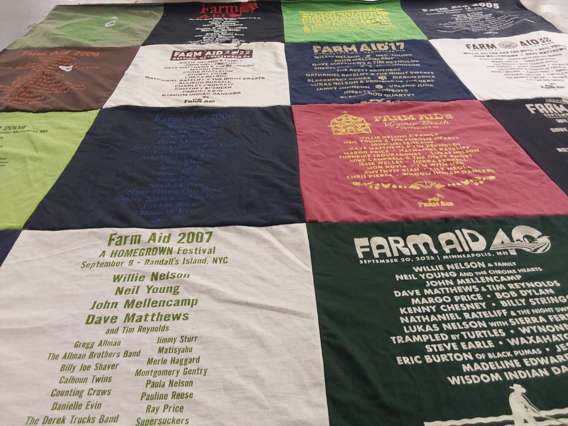T-shirt quilt with music, concerts themes by Rick from RI