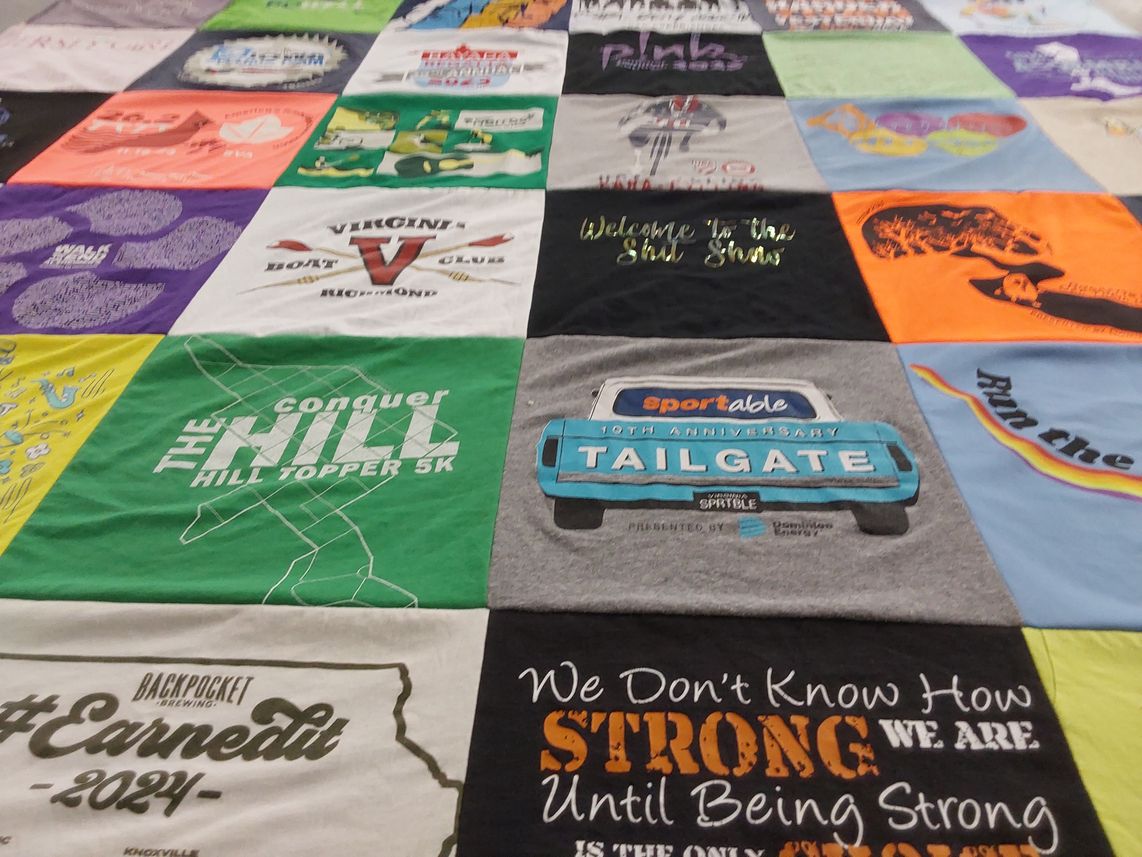 T-shirt quilt featuring hill toppers by Suellen from VA