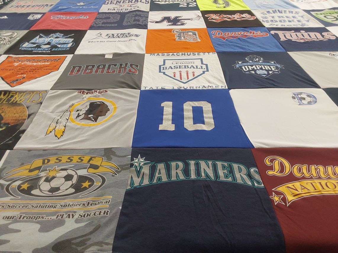 T-shirt quilt featuring massachusetts legion baseball, danvers baseball by Melissa from MA
