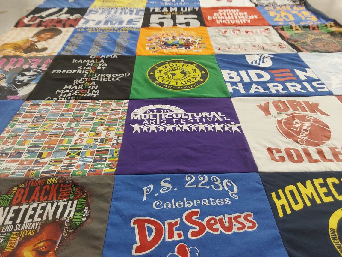 T-shirt quilt featuring lady cardinals by Nanette from NY