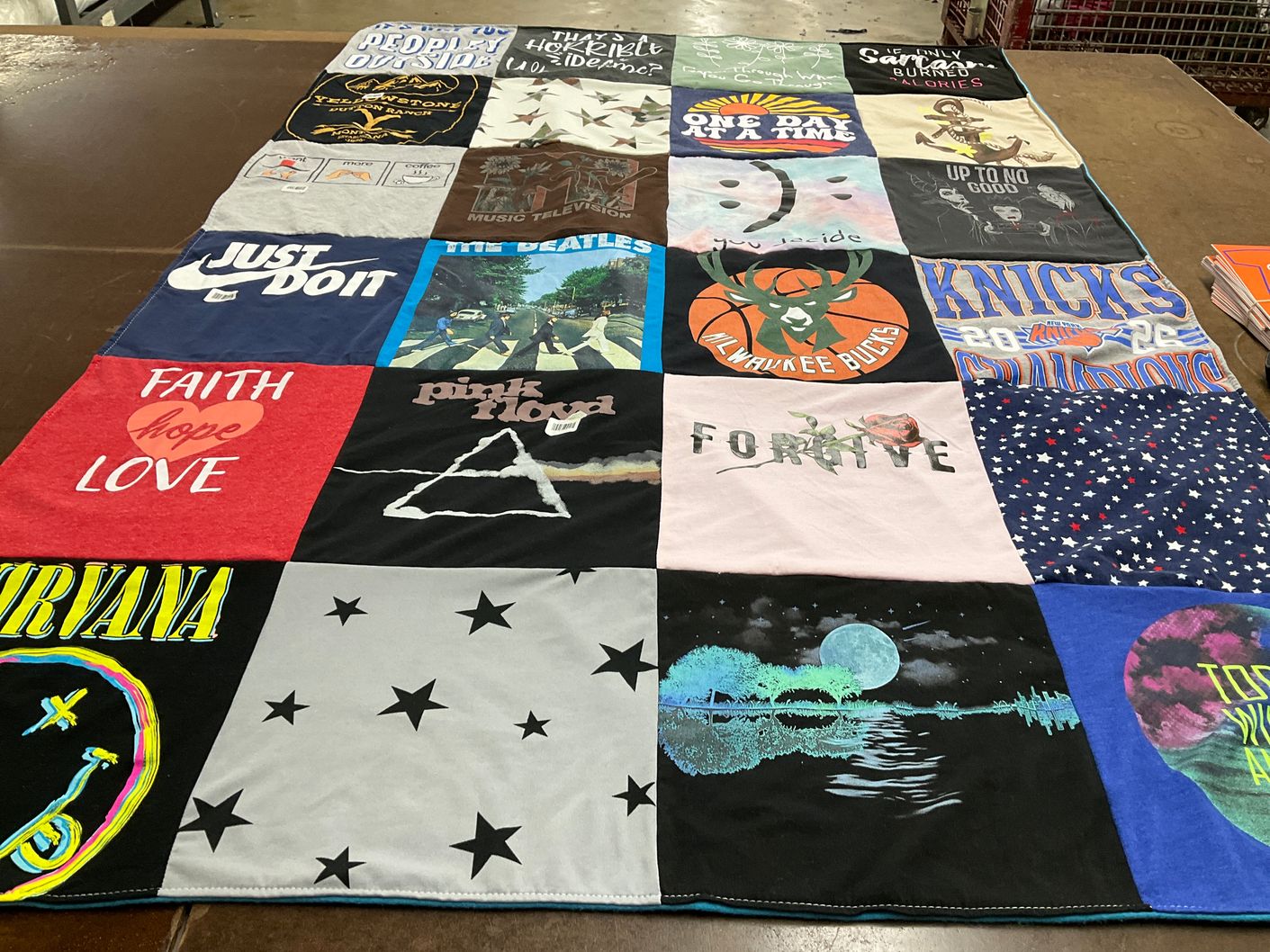 T-shirt quilt featuring milwaukee bucks, new york knicks by Deb from WI