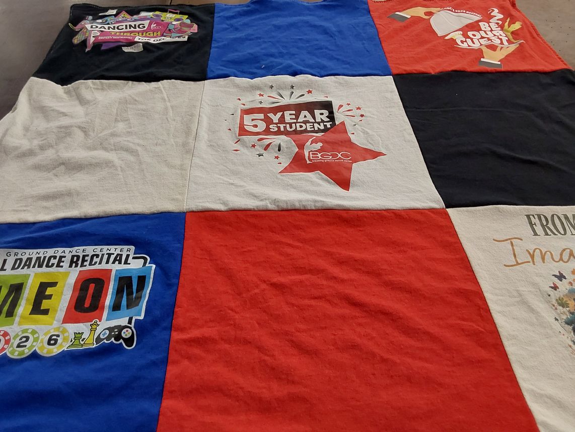 T-shirt quilt with dance themes by Marianne from NY