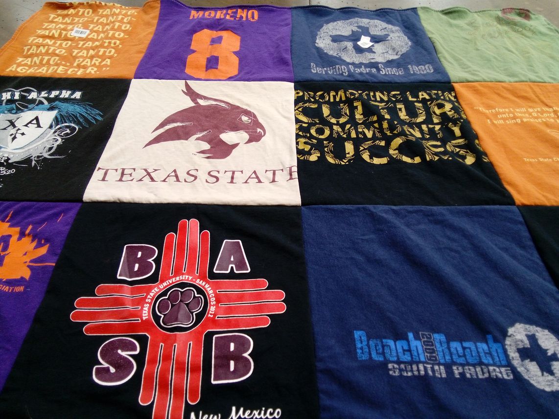 T-shirt quilt from texas state university by Abigail from TX