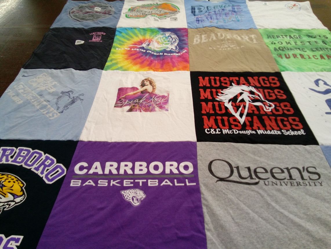 T-shirt quilt featuring carrboro basketball, c&l mcdougle mustangs by Renee from NC
