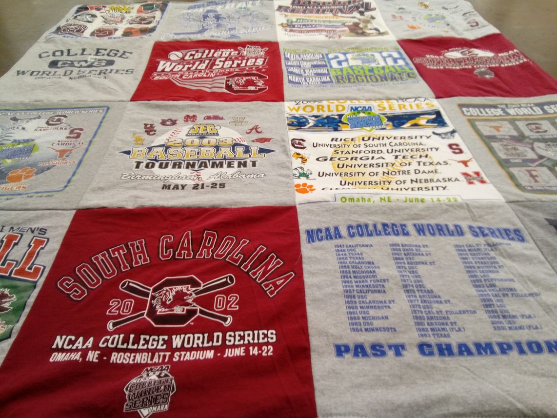 T-shirt quilt from rice university, university of south carolina by Martha from NC