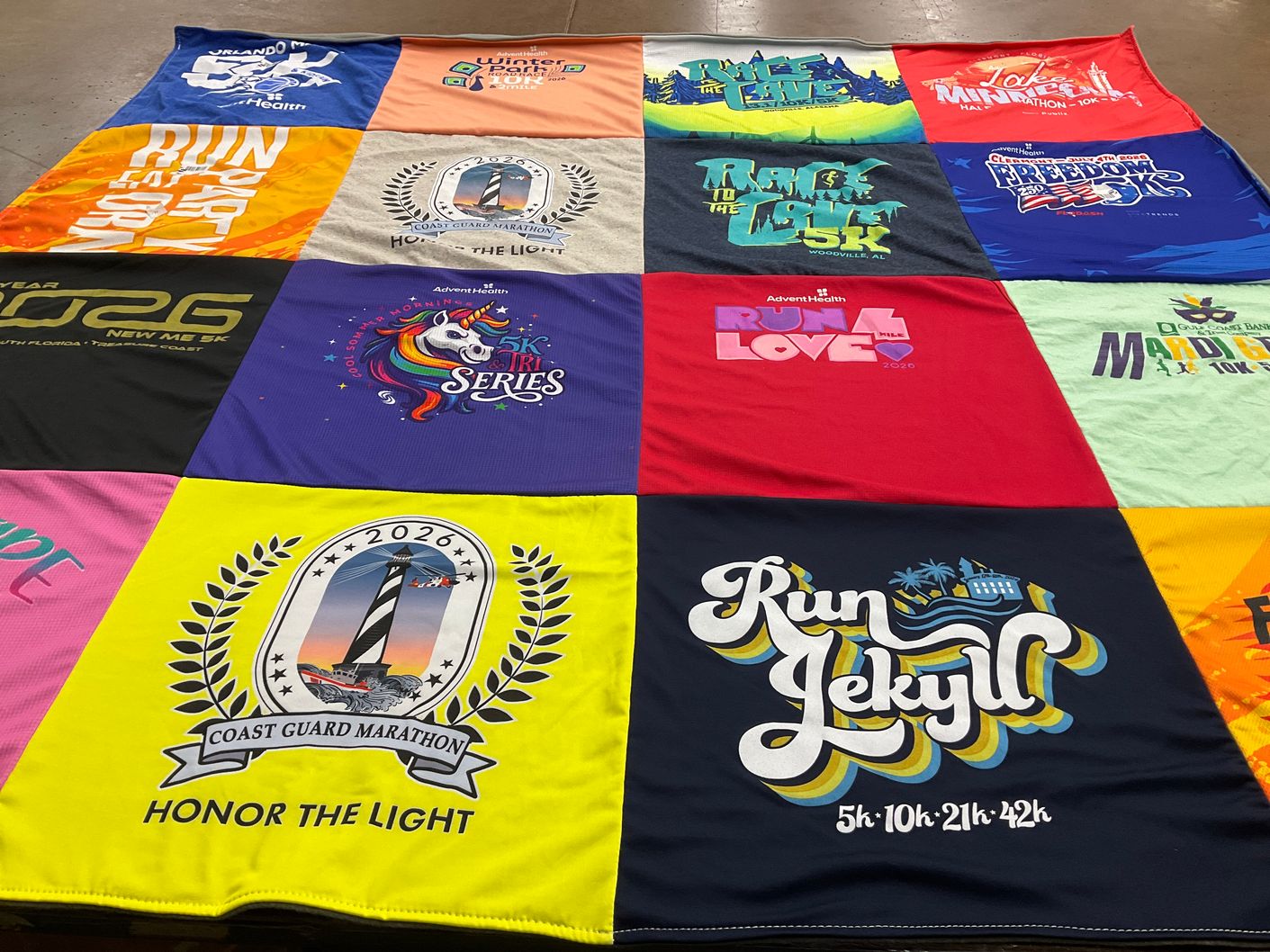 T-shirt quilt with running, marathons themes by Ilana from FL