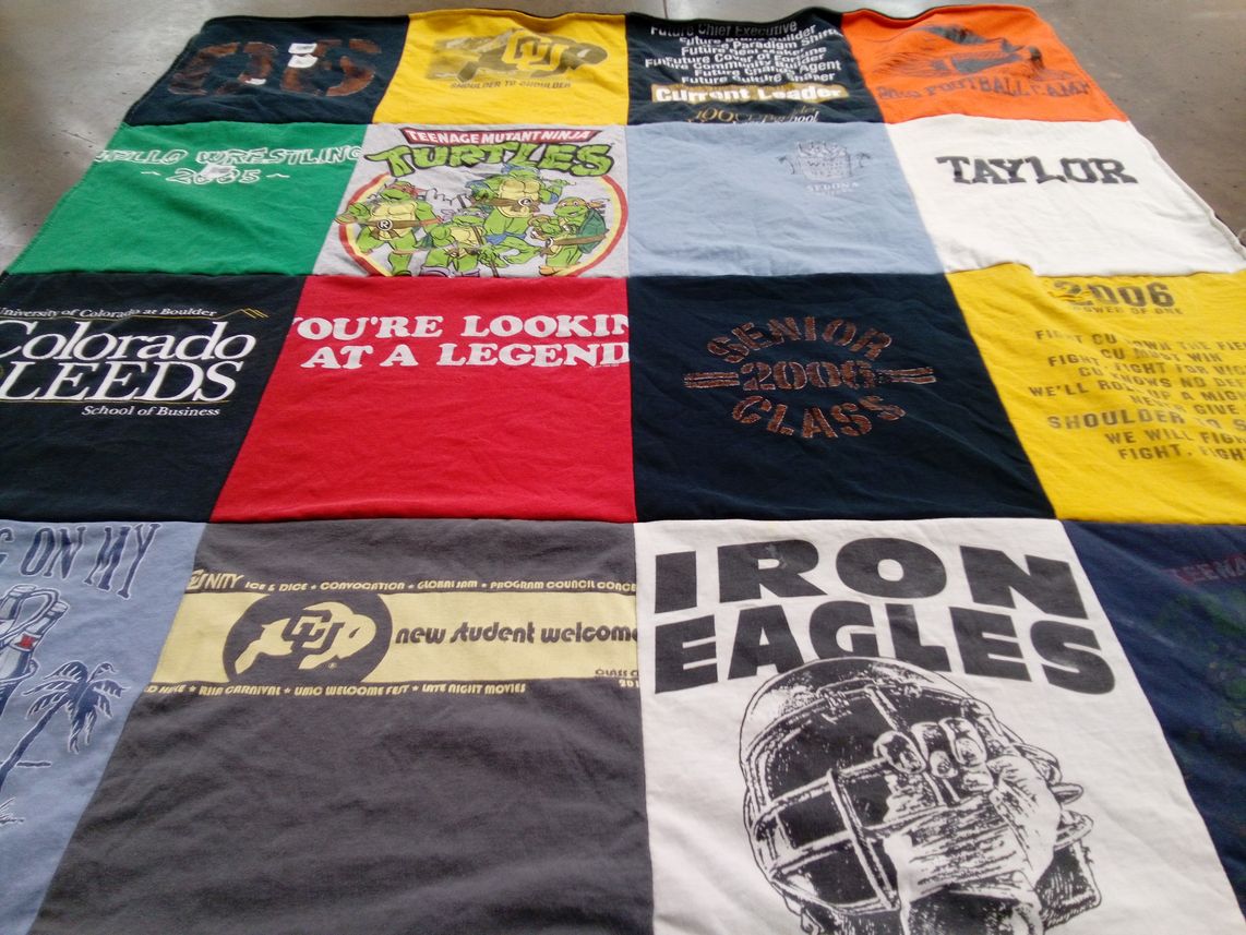 T-shirt quilt from university of colorado leeds school of business by Cierra from TX