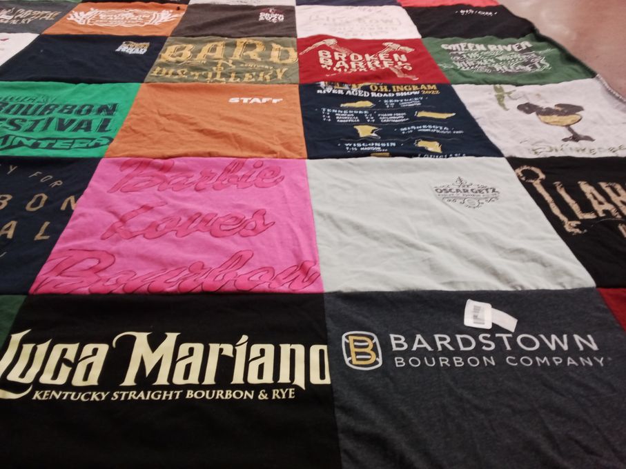 T-shirt quilt with bourbon, baking themes by Shelleyanne from KY