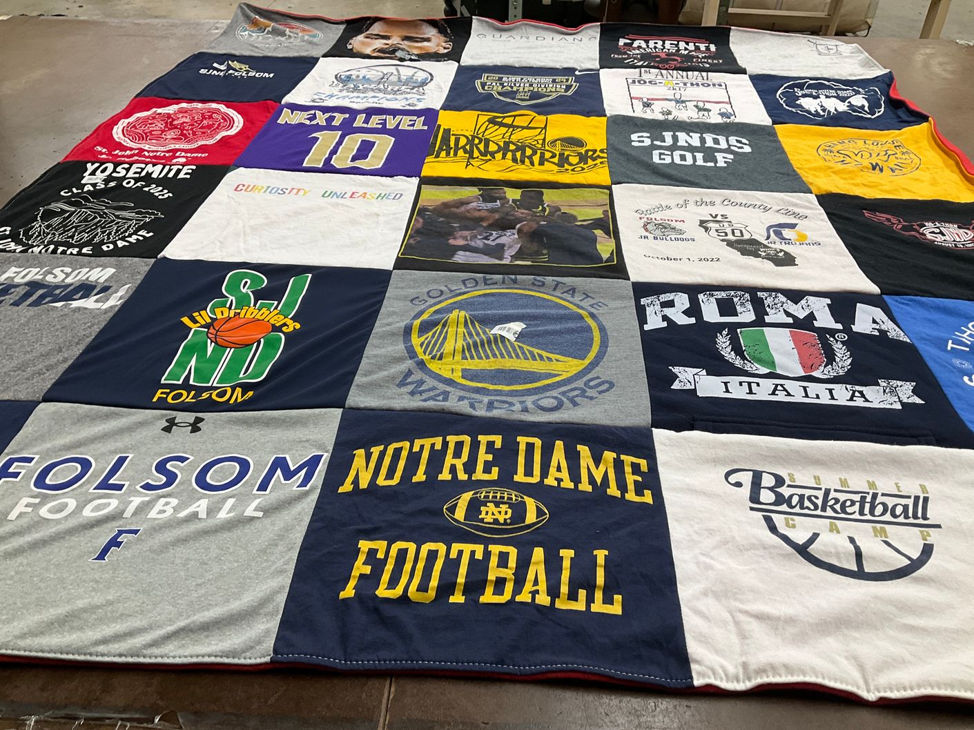 T-shirt quilt featuring golden state warriors, folsom football by Teresa from CA