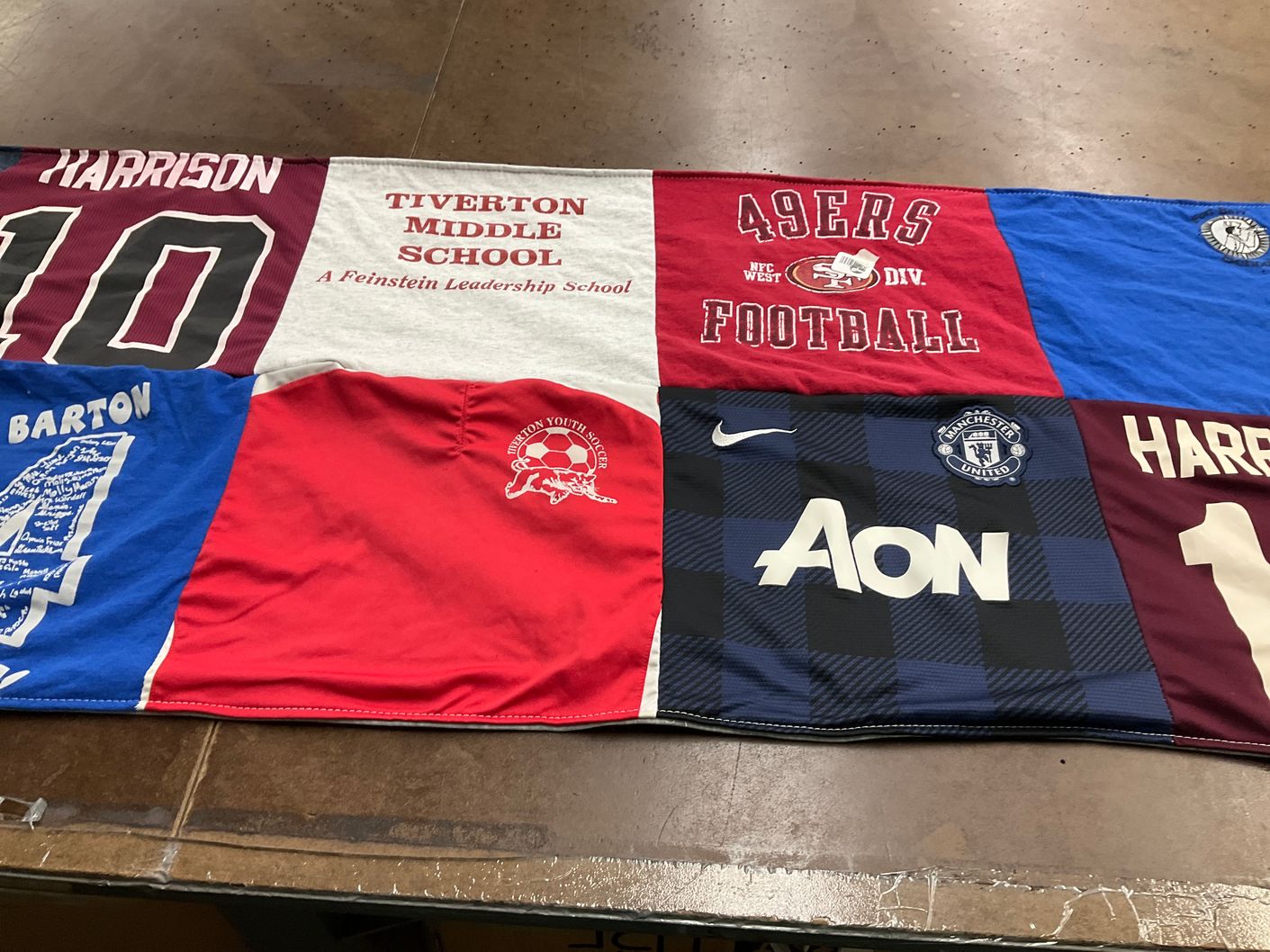 T-shirt quilt featuring 49ers, manchester united by Tanya from RI