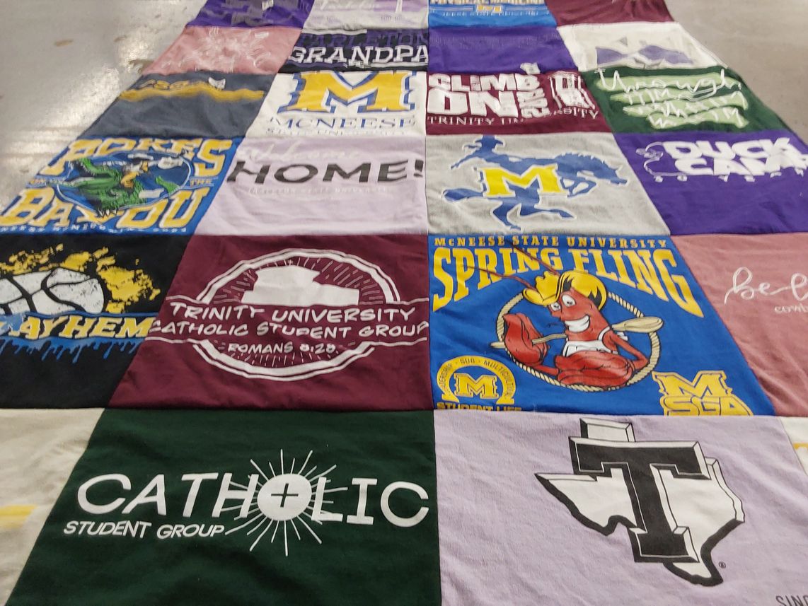 T-shirt quilt from trinity university, mcneese state university by Bridget from TX