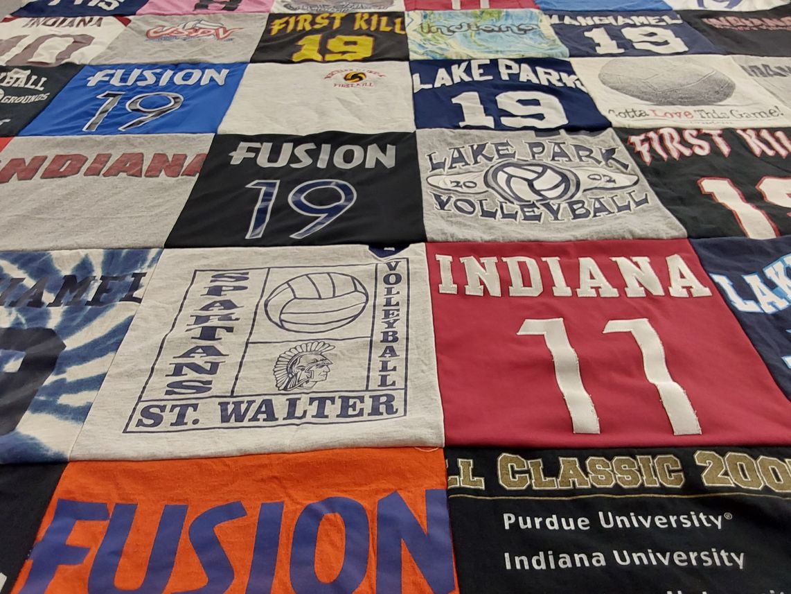 T-shirt quilt featuring lake park volleyball by Gina from MN