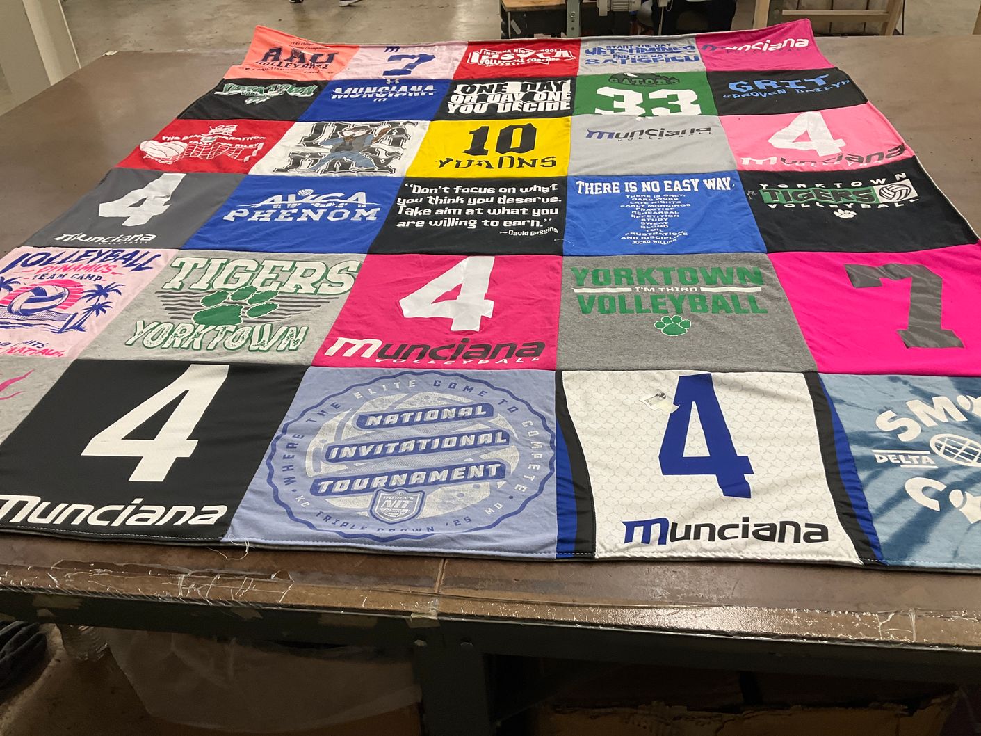 T-shirt quilt featuring yorktown volleyball by jenny from IN