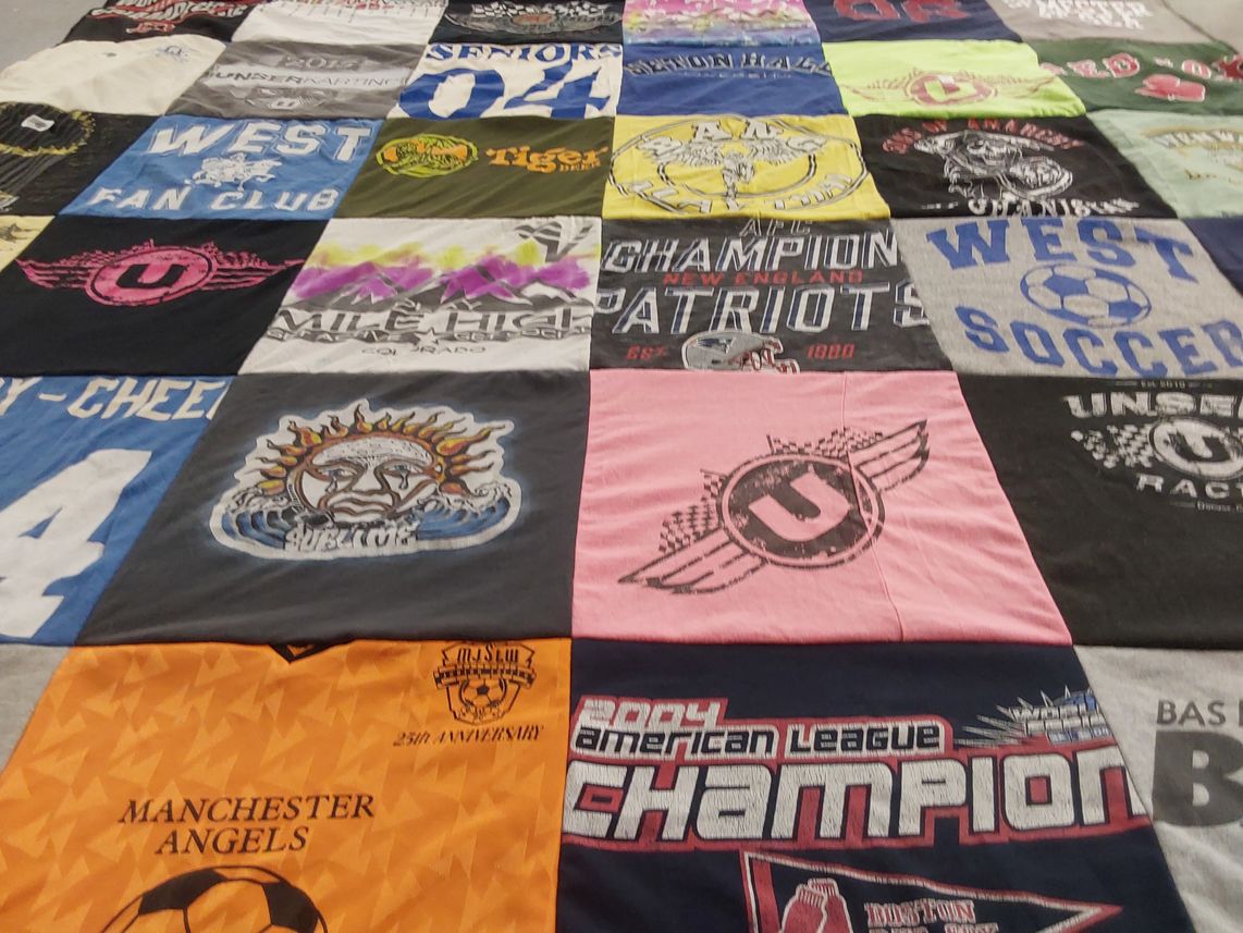 T-shirt quilt featuring new england patriots, manchester angels by Ashley from CO