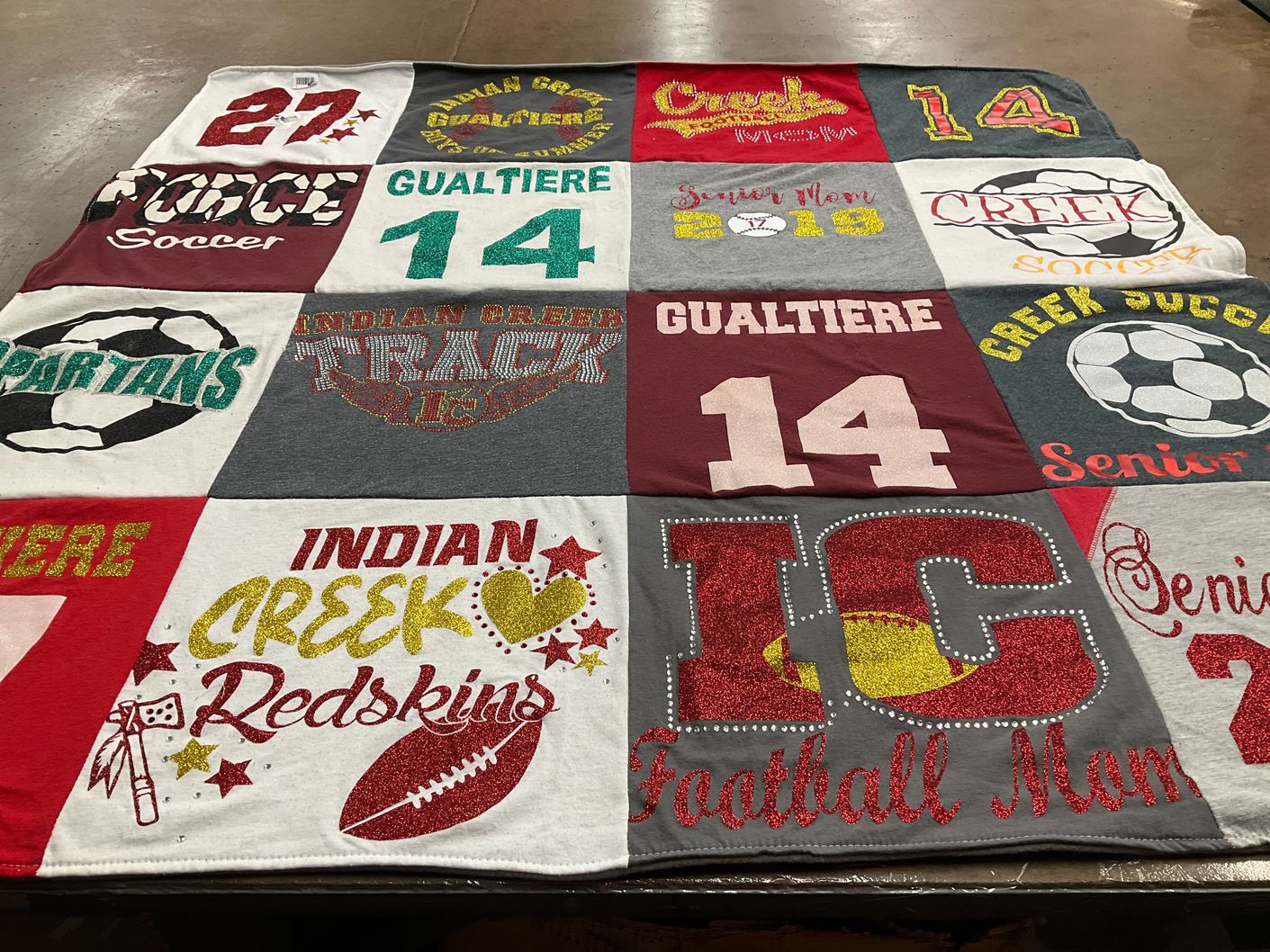 T-shirt quilt featuring indian creek high school football team, indian creek high school soccer team by Stephanie from OH