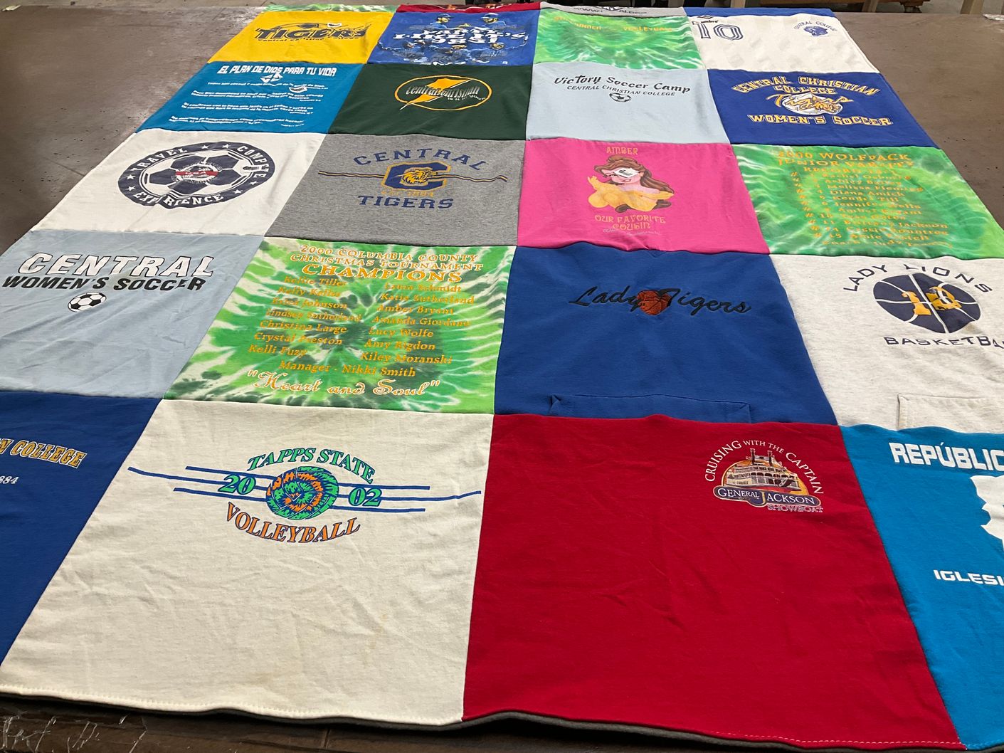 T-shirt quilt featuring lady lions basketball, central tigers by Amber from TX
