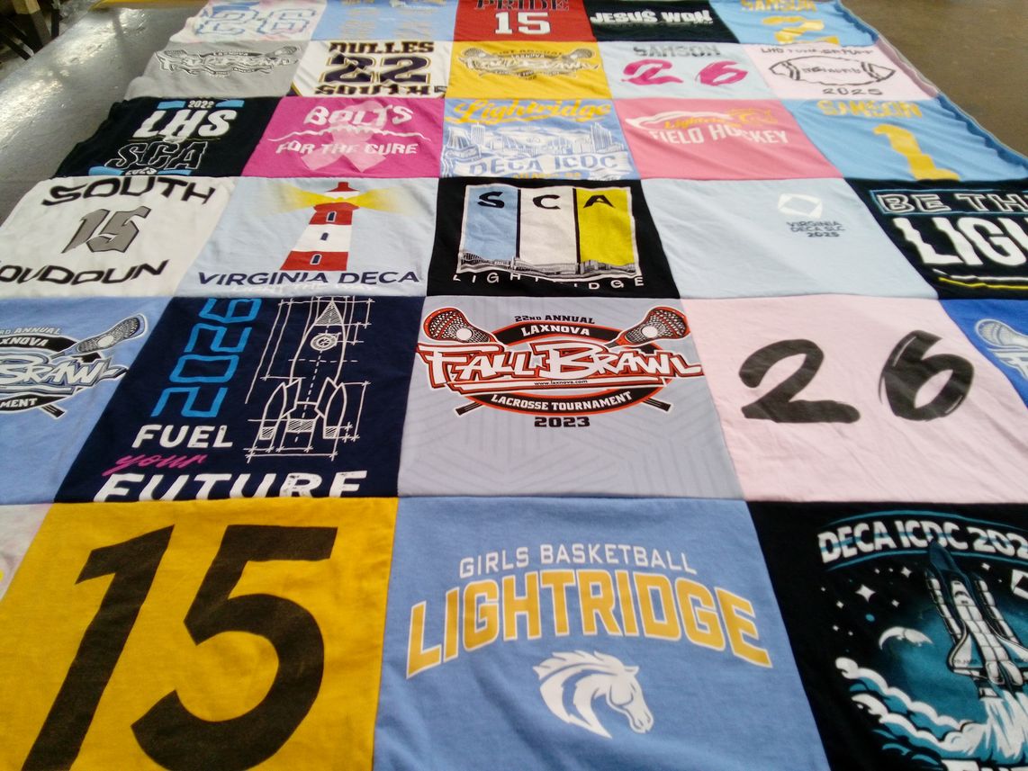 T-shirt quilt featuring lightridge high school, south loudoun high school by Meredith from VA