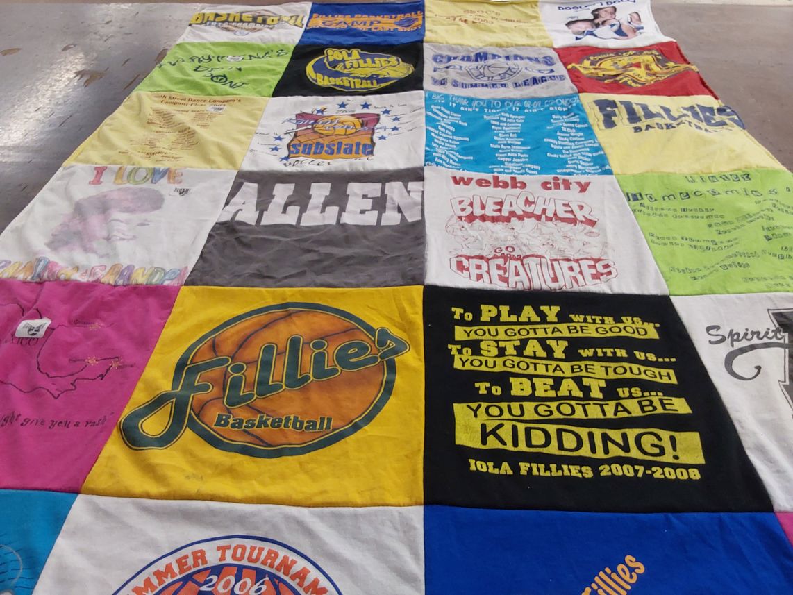 T-shirt quilt featuring iola fillies basketball by susan from KS